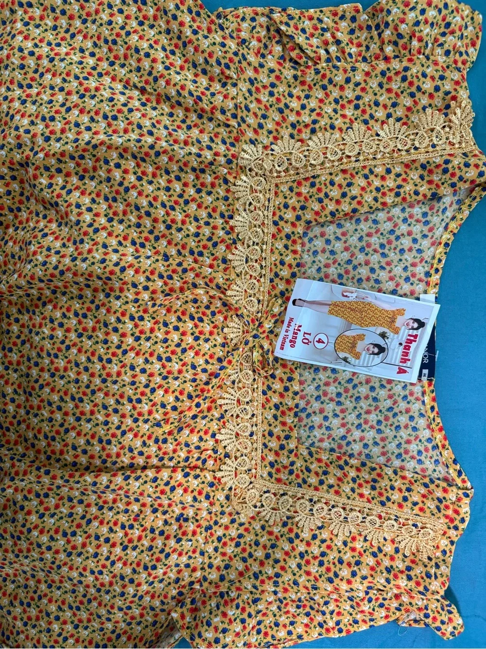 Mango Silk Floral Cotton Pajama Set - Yellow - Picture 2 of 5